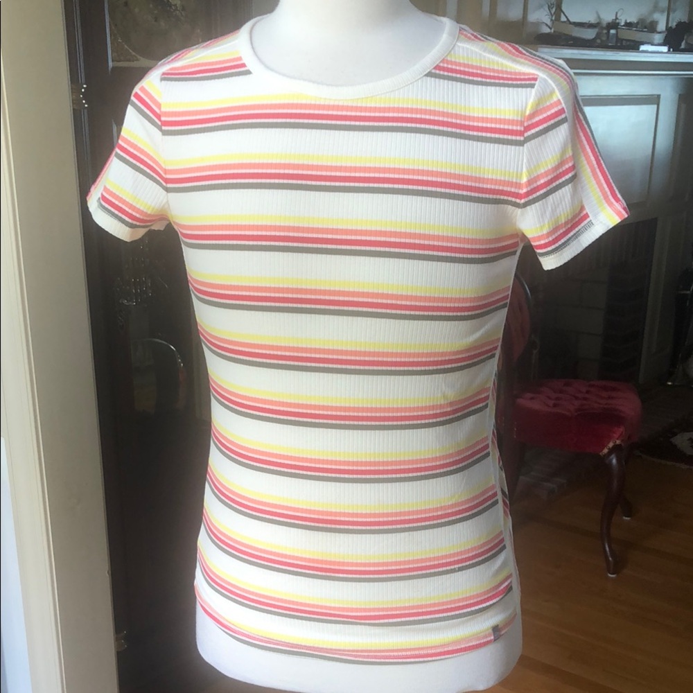 Talbots Multicolor Striped Short Sleeve Tee